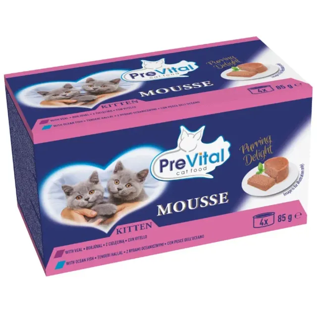 PreVital Mousse Kitten cibo gattini pesce vitello 4x85g completa