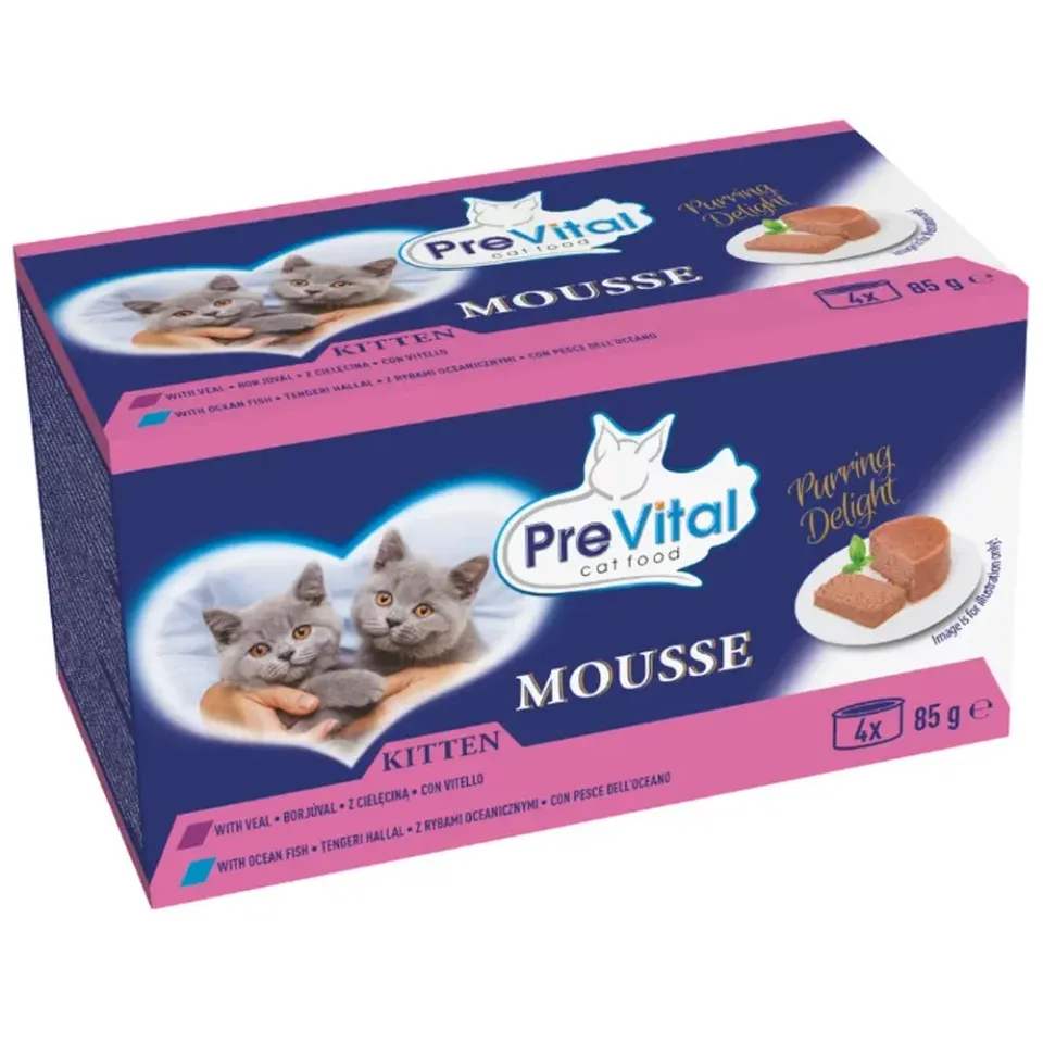 PreVital Mousse Kitten cibo gattini pesce vitello 4x85g completa