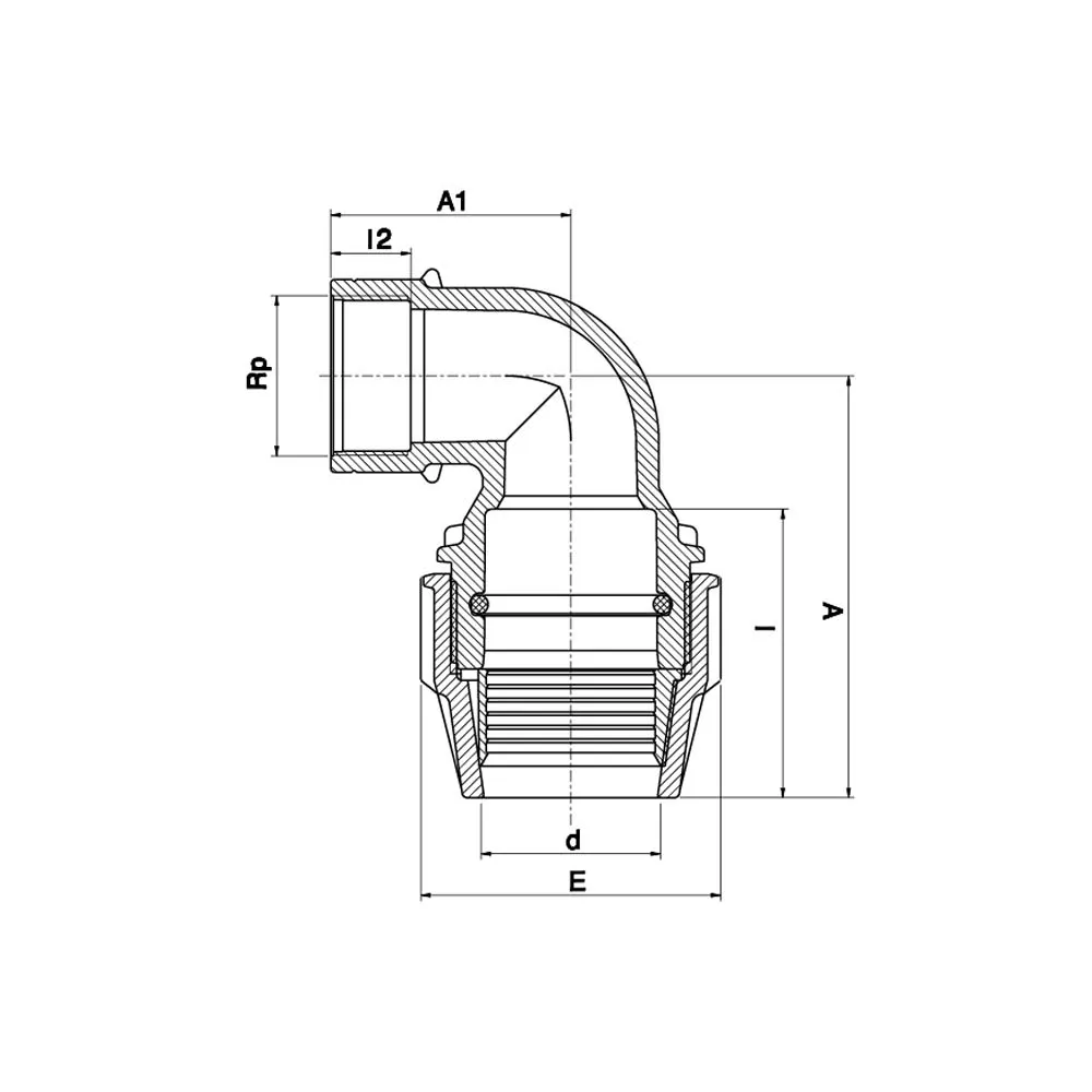 Plasson gomito 90° femmina raccordo irrigazione PN16