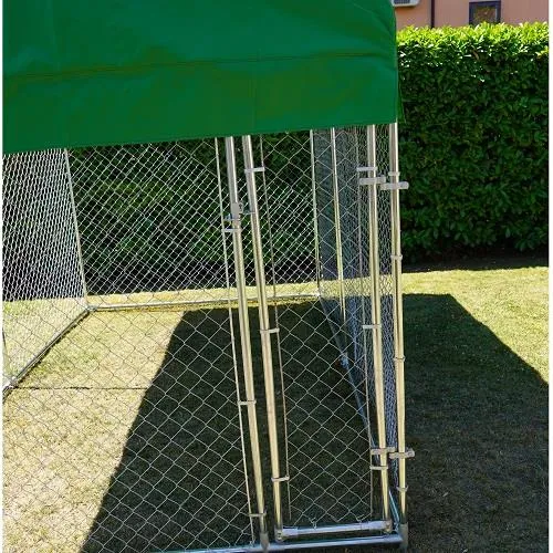 Il Verde Mondo Recinto Cani Esterno con Tetto 3,96x2,28 m Zincato