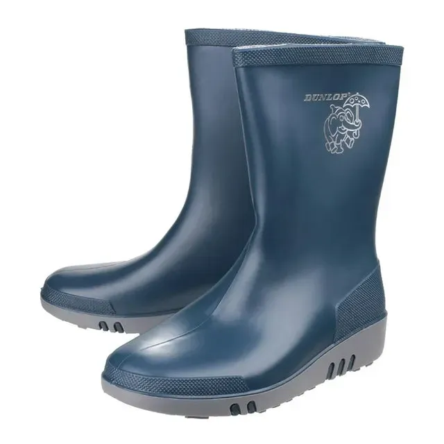 Dunlop Mini stivali bambini gomma blu/grigio comodi