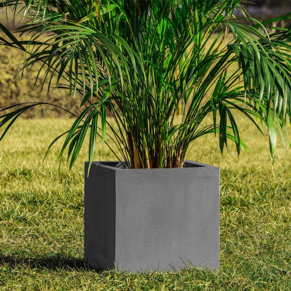 Cubo vaso grigio plastica 30x30x31cm balcone