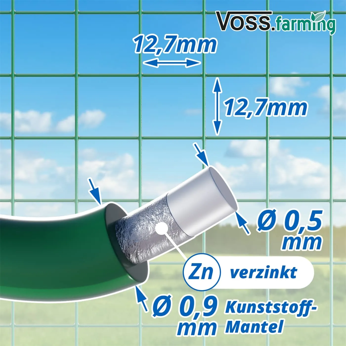 VOSS.farming Rete Metallica Voliera Verde 10 m x 100 cm 12,7 mm