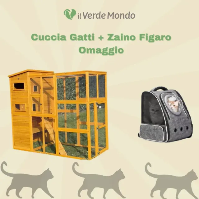 Il Verde Mondo Figaro Cuccia Gatti Esterno 195cm con Zaino Omaggio