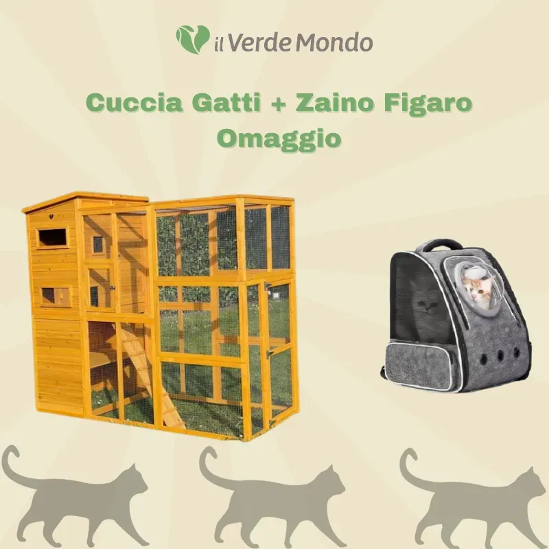 Il Verde Mondo Figaro Cuccia Gatti Esterno 195cm con Zaino Omaggio