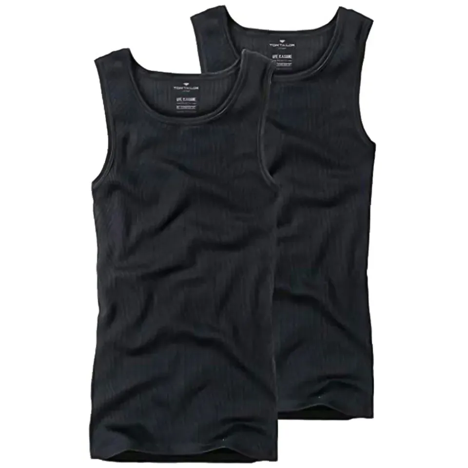 Tom Tailor Montana canottiera uomo cotone 2 pz nero bianco