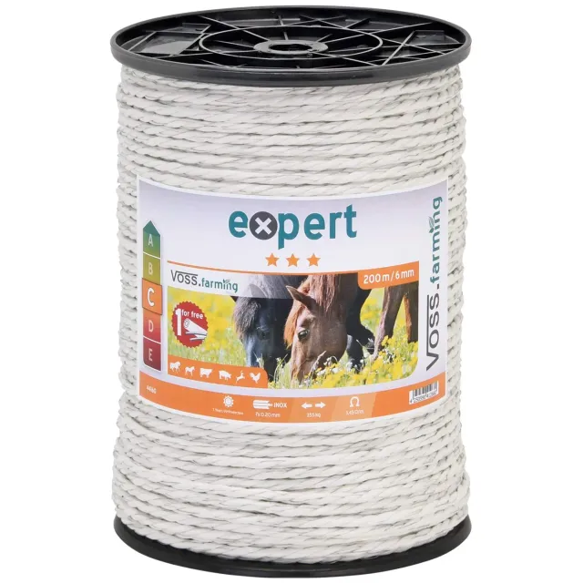 VOSS.farming Corda Recinto Elettrico 200 m 6 mm Bianca Acciaio Inox