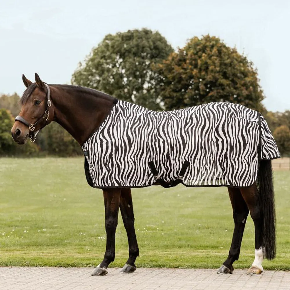 Coperta antimosche zebra per cavalli traspirante con pettorale
