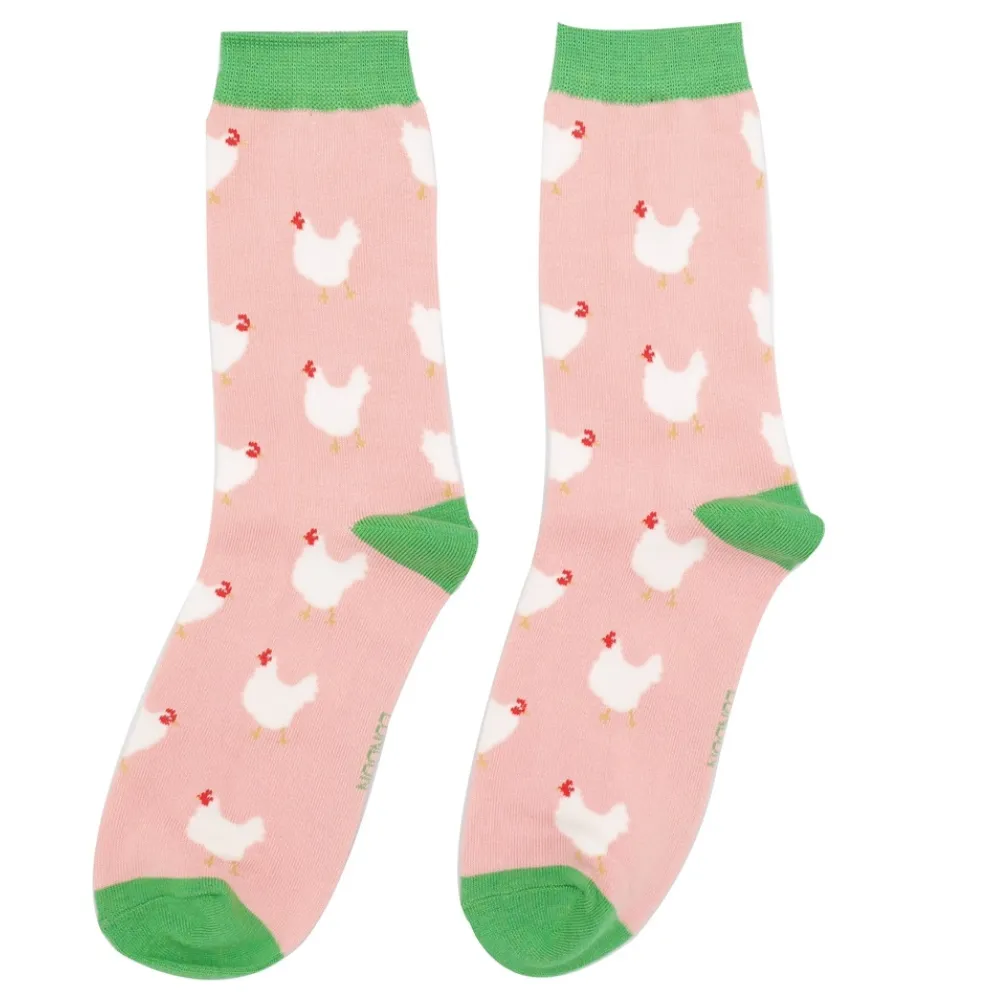 Miss Sparrow Hen calze bambù donna gallina rosa