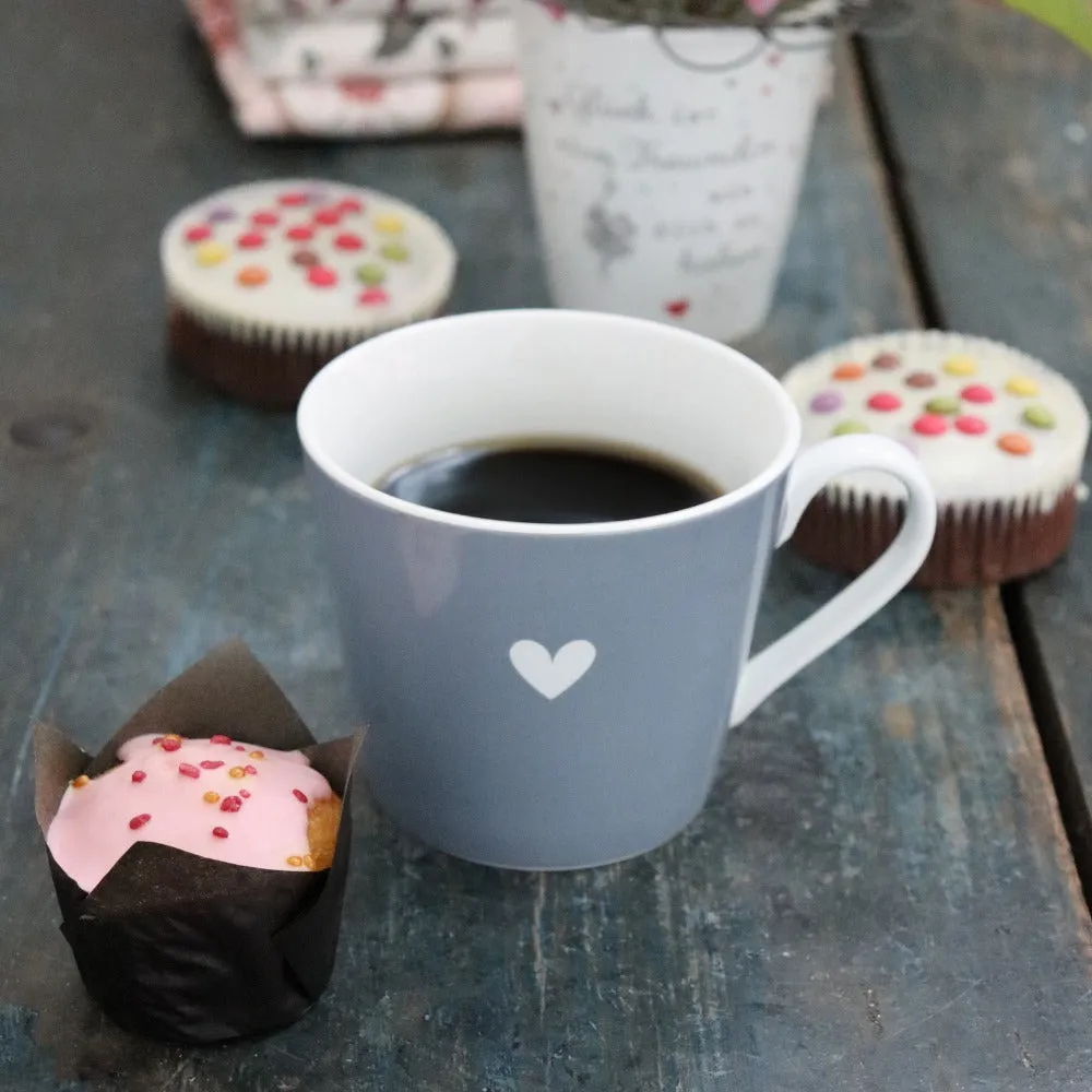Krasilnikoff Tazza mug porcellana cuore blu fatto a mano