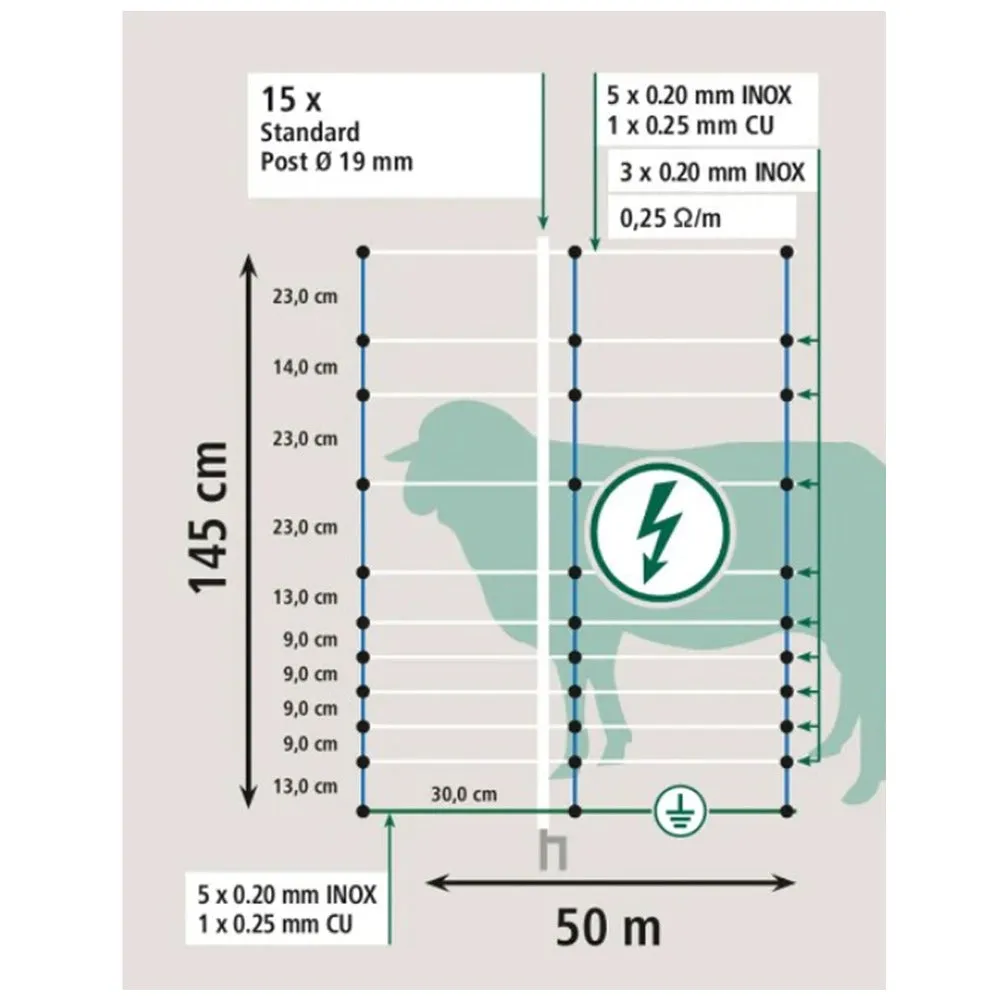AKO TitanNet 145 Rete Pascolo Elettrificabile 50 m Blu