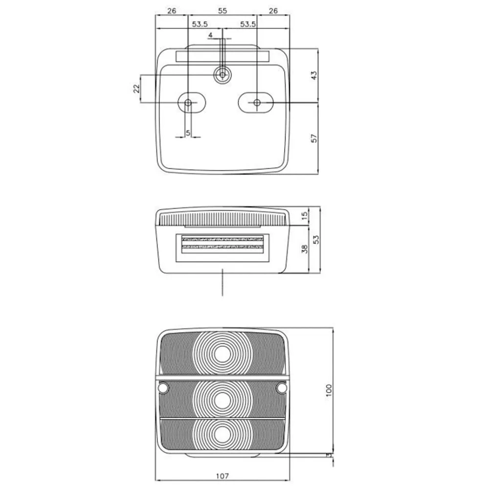Fanale posteriore alogeno trattore destro 108x103mm 4 funzioni