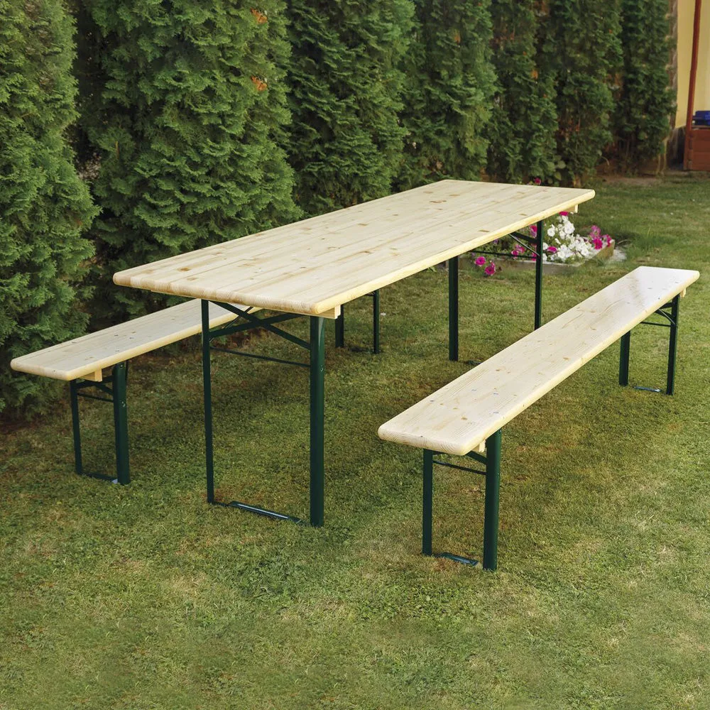 Beikircher Grünland set birreria legno 220x70 pieghevole 3 pezzi