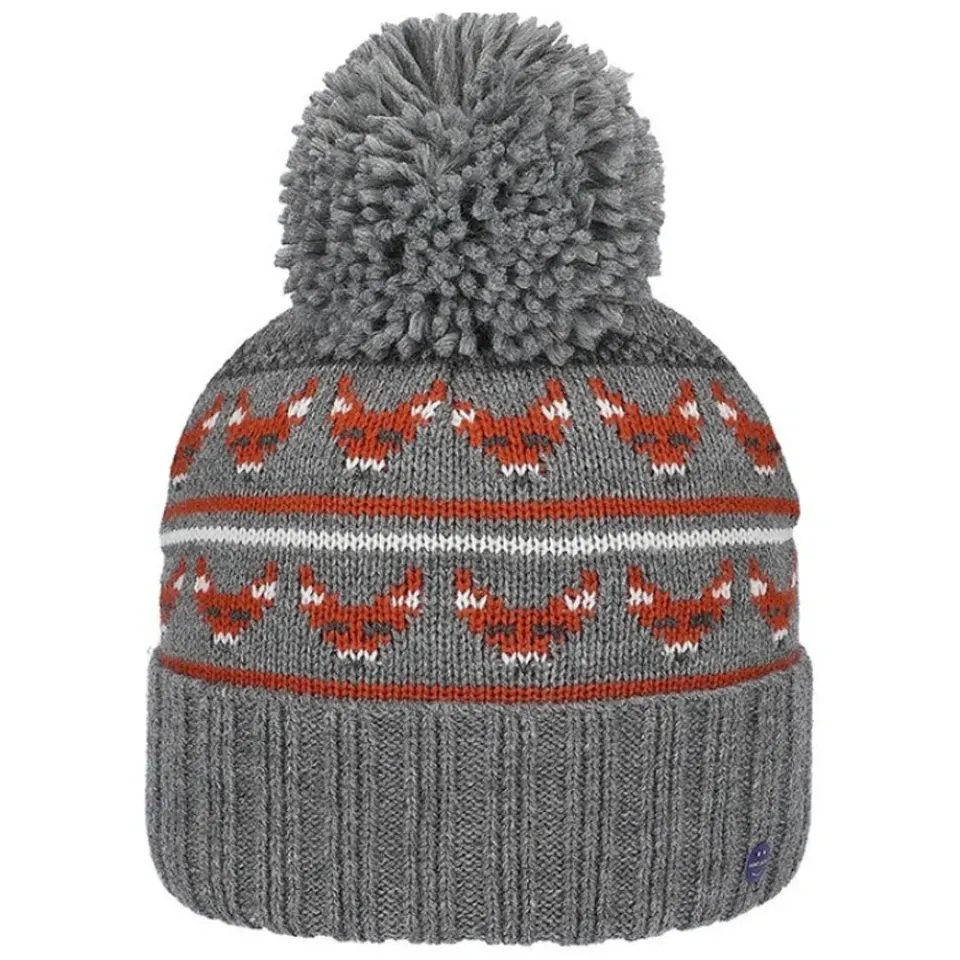 Beikircher Grünland Kids Beanie Fox Pon Pon cappello bimbo grigio caldo
