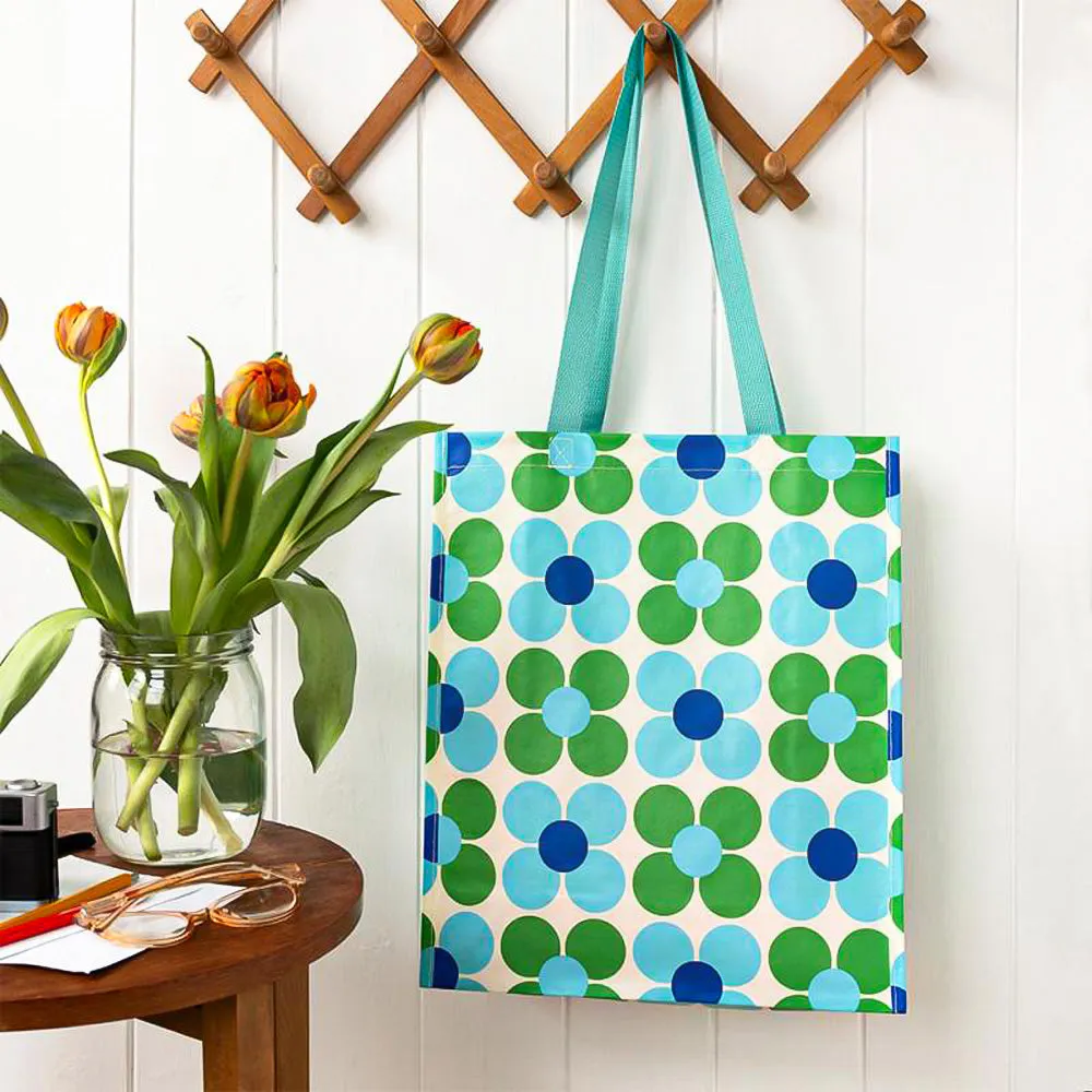 Rex London borsa shopping riutilizzabile fiori blu verdi