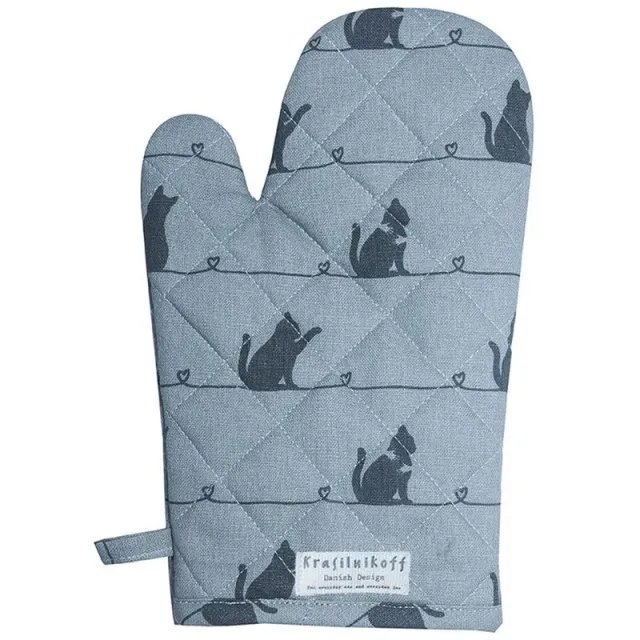 Beikircher Grünland guanto da forno cotone gatto grigio termico
