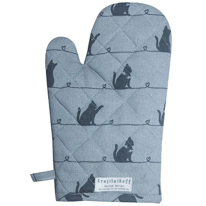 Beikircher Grünland guanto da forno cotone gatto grigio termico