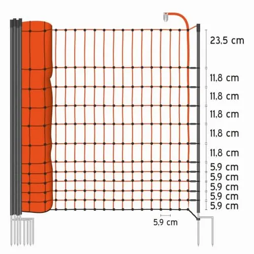 VOSS.farming farmNET+ Premium Rete Pollame 50 m 112 cm Arancione 20 Pali