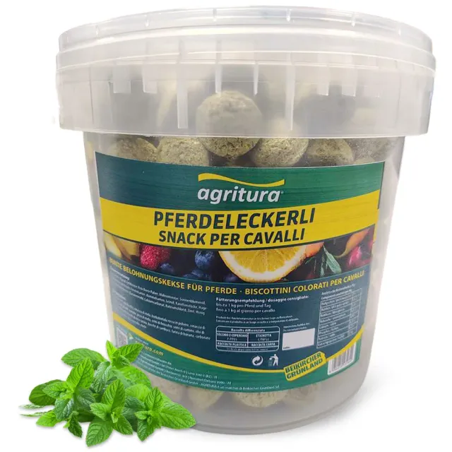 Agritura biscotti cavalli menta snack croccanti 3,3L