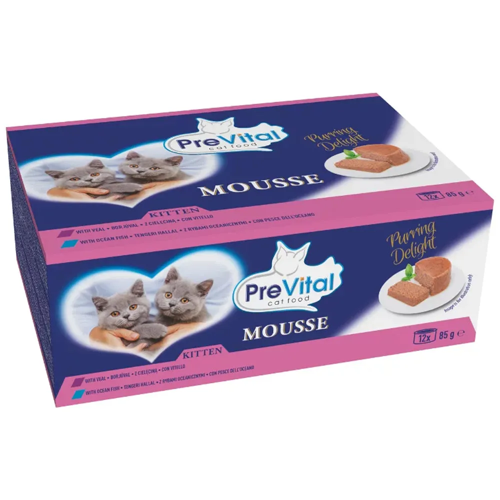 PreVital Mousse Kitten cibo gattini pesce vitello 4x85g completa
