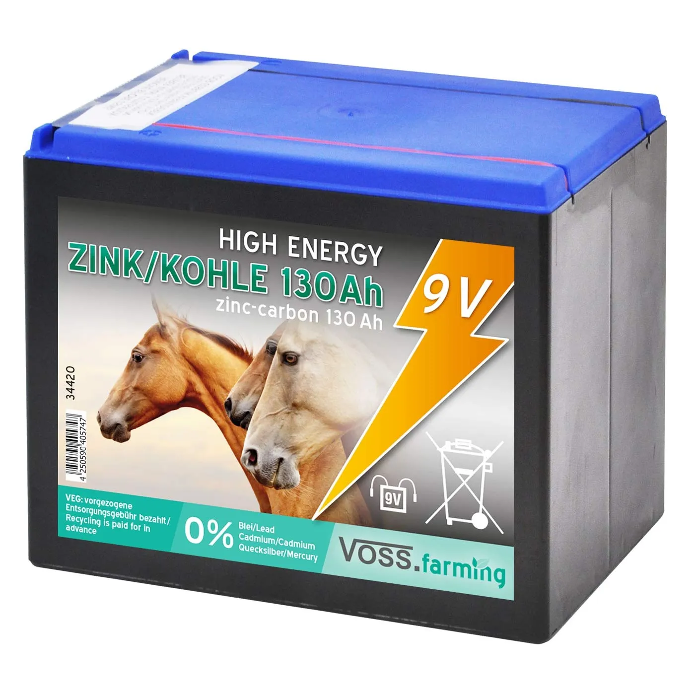 VOSS.farming batteria 9V zinco-carbonio 130Ah recinto