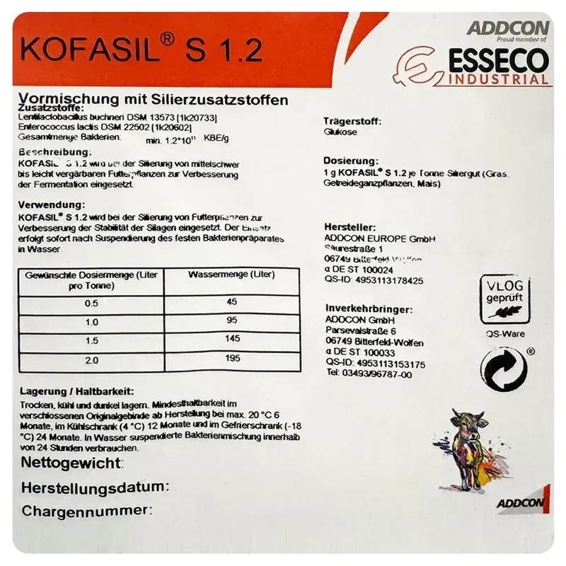 Kofasil S 1.2 Additivo Insilato 100g Stabilità Aerobica