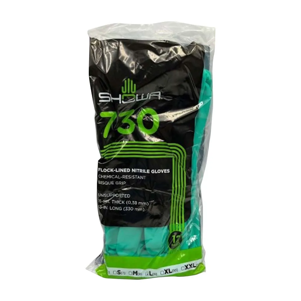 Showa 730 guanti chimici nitrile presa umida M L XL