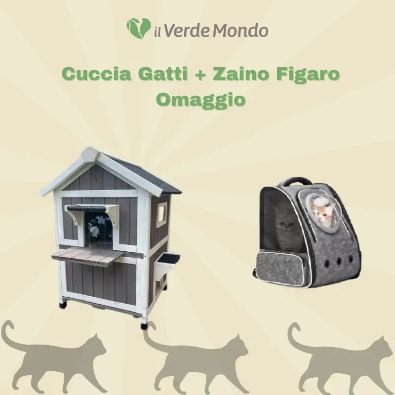 Il Verde Mondo Silvestro cuccia gatto esterno + zaino Figaro