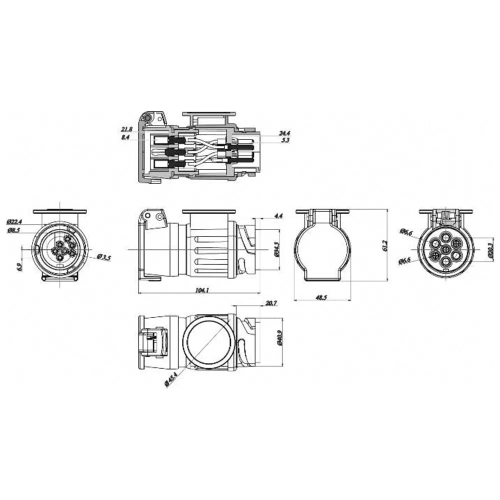 Beikircher Grünland adattatore spina 13 poli presa 7 poli 12V plastica