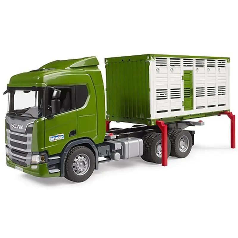 Bruder Scania Super 560R camion trasporto animali giocattolo toro