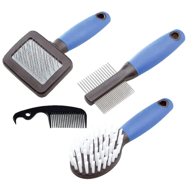 GRO 5998 set spazzole coniglio pelo corto manico colorato