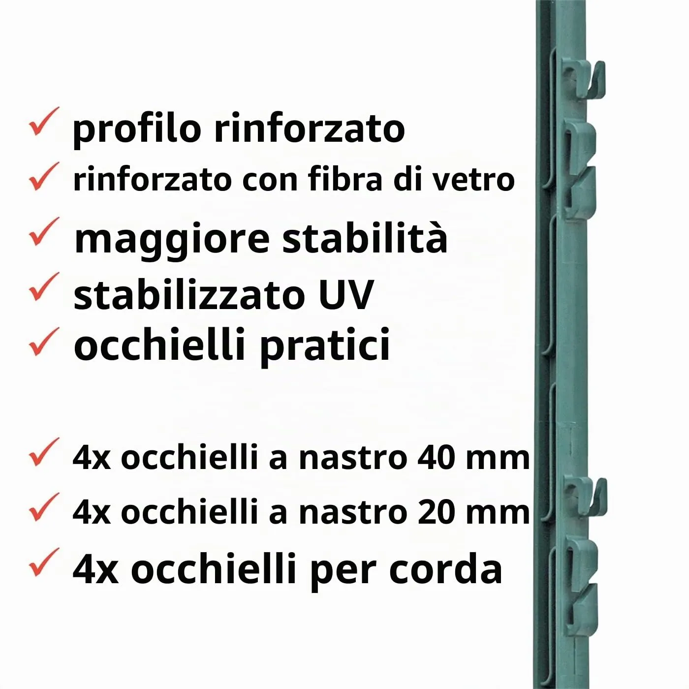 Voss.farming paletti recinto elettrico 157 cm verdi 20 pz