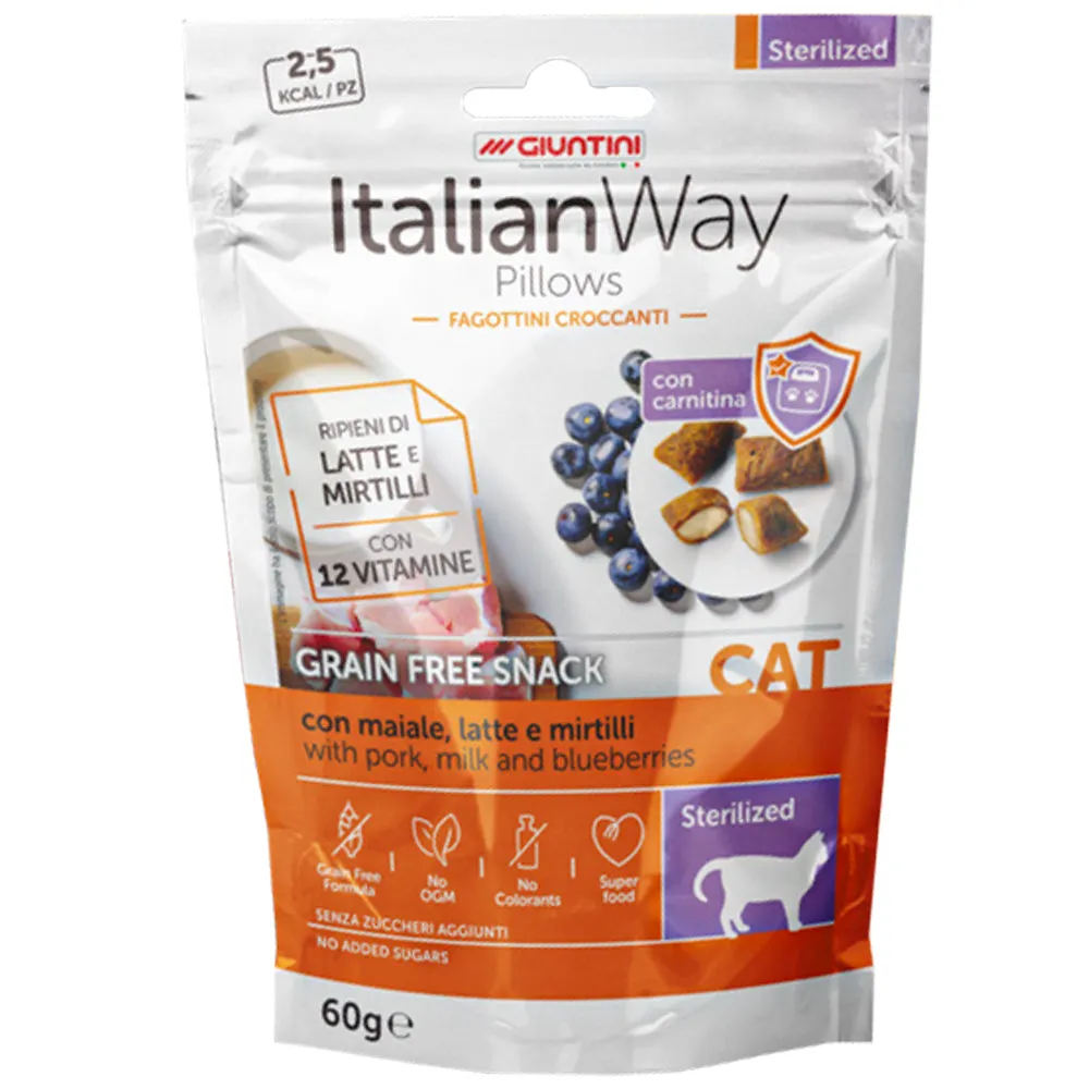 ItalianWay Pillows snack gatto 60 g pollo latte curcuma