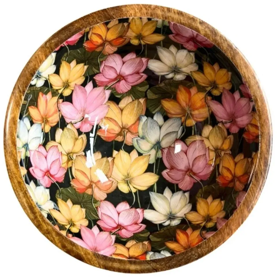 Beikircher Grünland ciotola legno mango 25 cm nera fiore