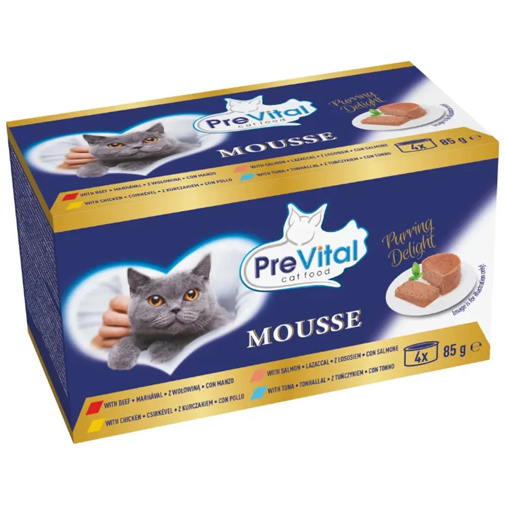 PreVital cibo umido gatto adulto 4x85g manzo pollo tonno salmone