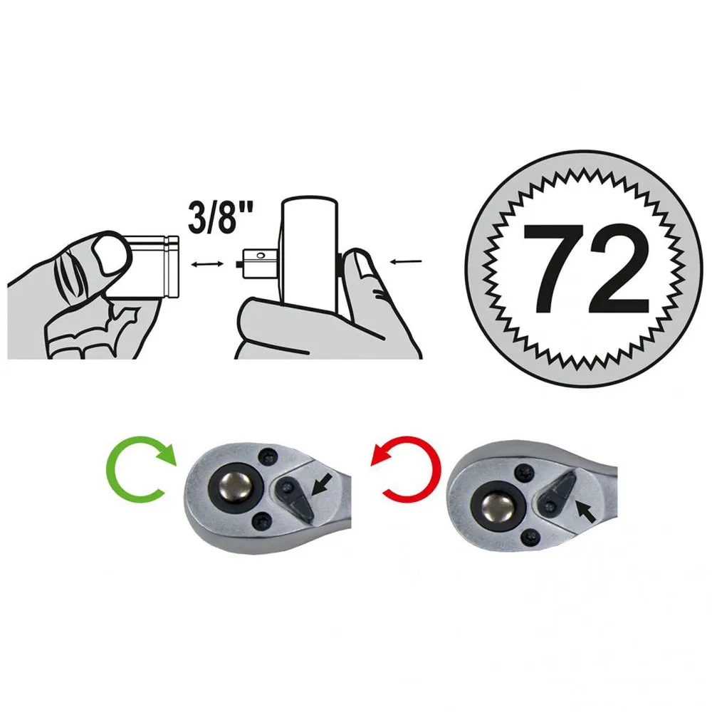 Beikircher Grünland set chiavi a bussola cricchetto 3/8" 11 pezzi